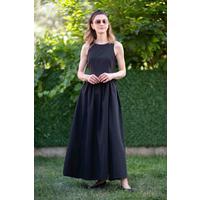 %100 Keten Maxi Boy Elbise