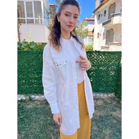 Cep Detay Taşlı Pamuk Tunik Gömlek