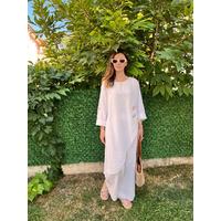 %100 Keten Tunik Alt Üst Takım