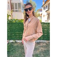 Cep Detay Taşlı Pamuk Tunik Gömlek