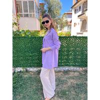 Cep Detay Taşlı Pamuk Tunik Gömlek